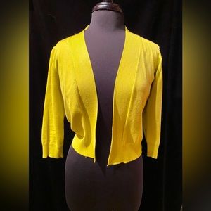 Soft 3/4 Sleeve Chartreuse Cardigan, Medium